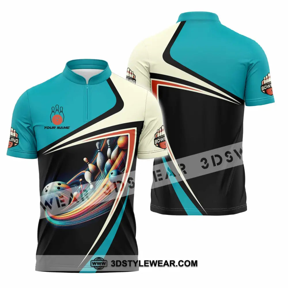 Unisex Shirt - Custom Text Shirt Bowling Shirt Zipper Polo Shirt / S T-shirt