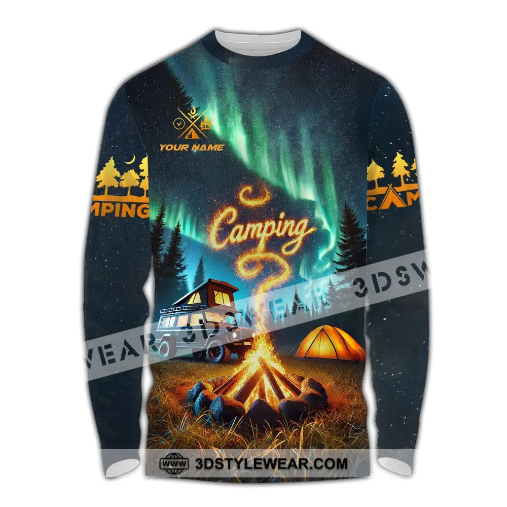 Unisex Shirt - Custom Text Camping Long Sleeve / S T-Shirt