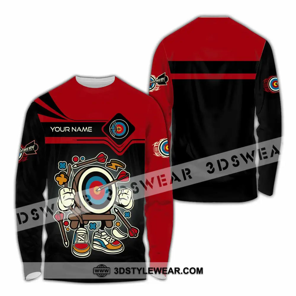 Unisex Shirt - Custom Text Shirt Cartoon Archery Long Sleeve Shirt / S T-shirt