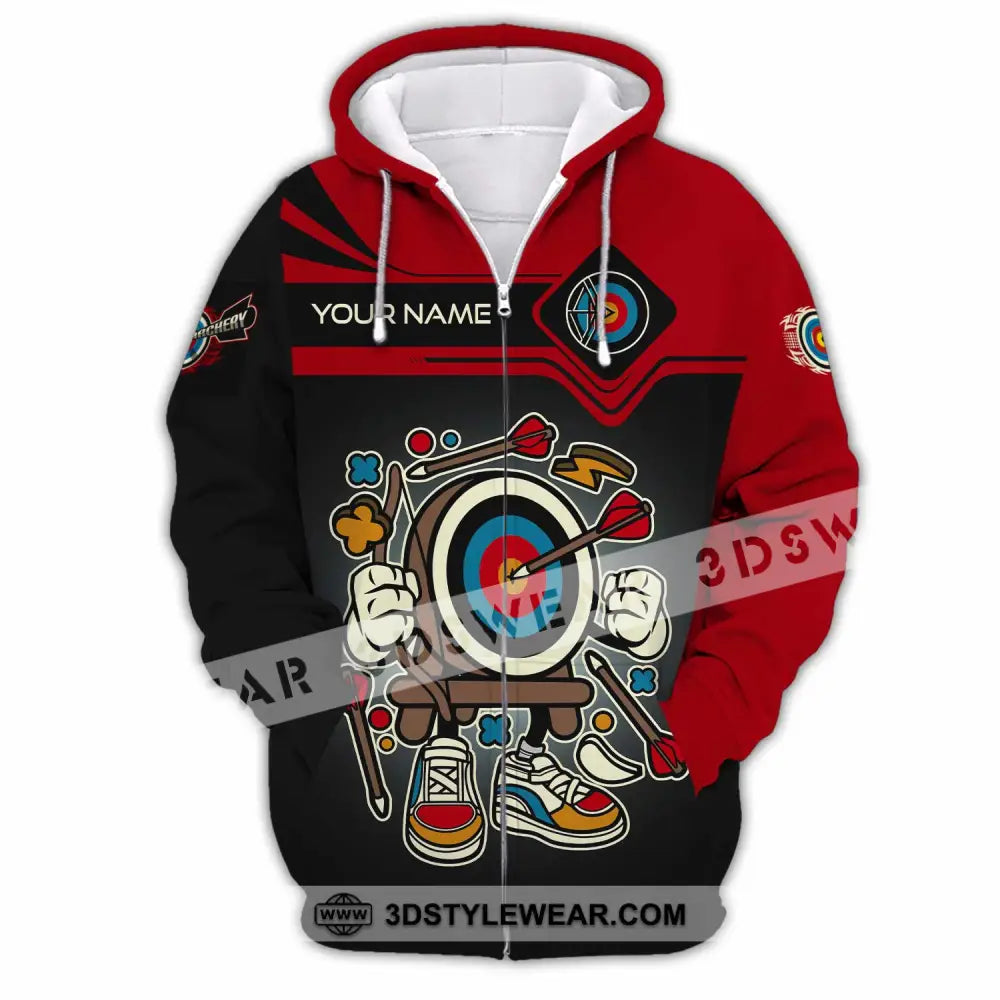 Unisex Shirt - Custom Text Shirt Cartoon Archery Zipper Hoodie / S T-shirt
