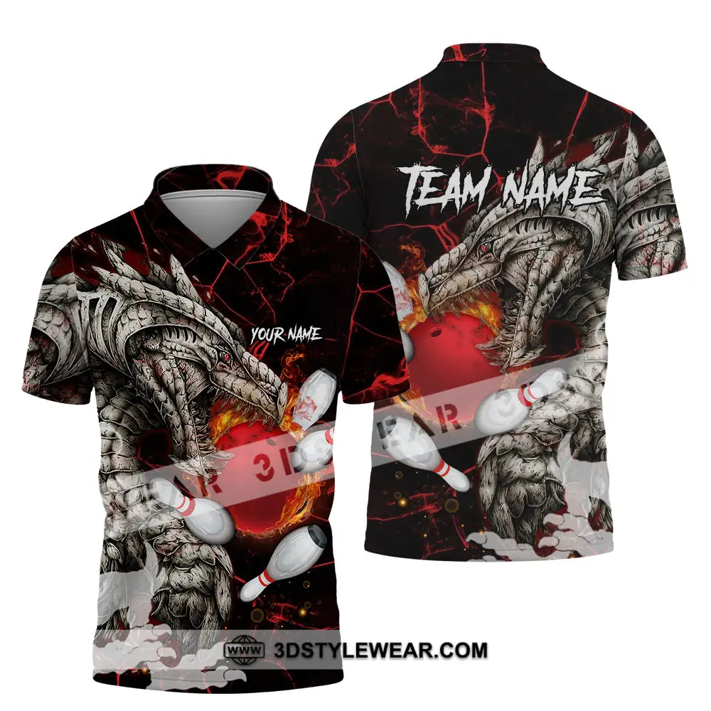 Unisex Shirt - Custom Text Shirt Dragon Bowling Shirt Polo Shirt / S T-shirt