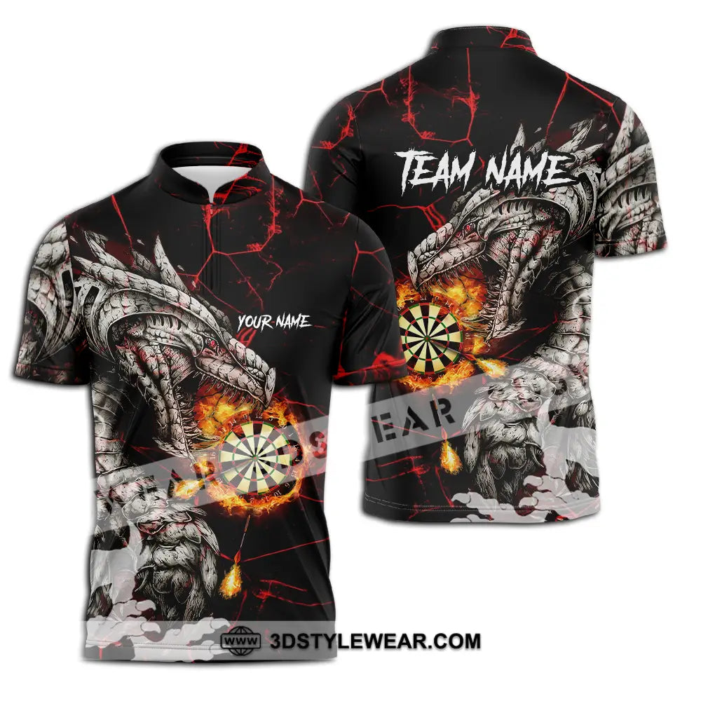 Unisex Shirt - Custom Text Shirt Dragon Dart Shirt Zipper Polo Shirt / S T-shirt