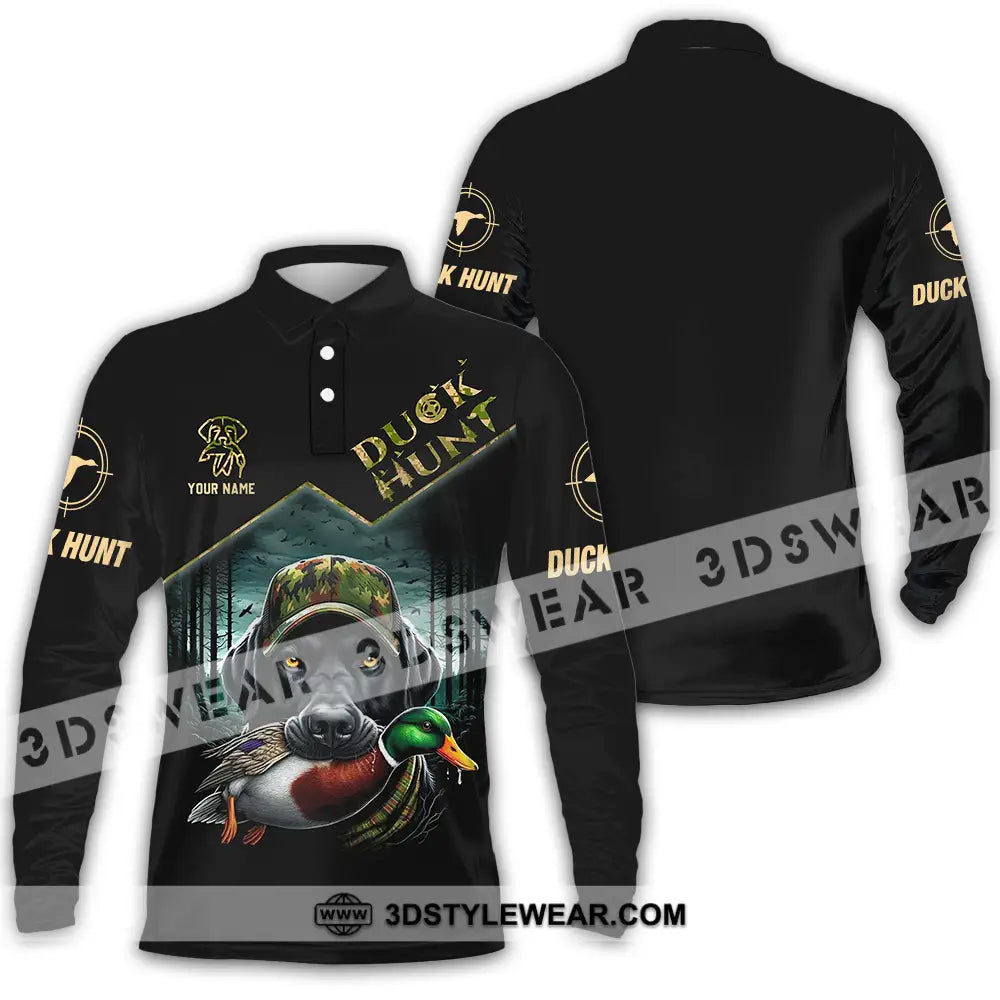 Unisex Shirt - Custom Text Shirt Duck Hunt Long Sleeve Polo / S T-shirt