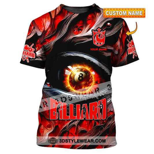 Unisex Shirt - Custom Text Fire Eye Billiard Sport T-Shirt