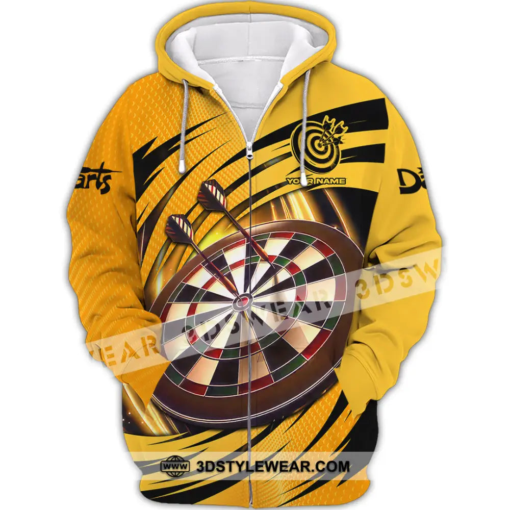 Unisex Shirt - Custom Text Golden Darts Sport Zipper Hoodie / S T-Shirt