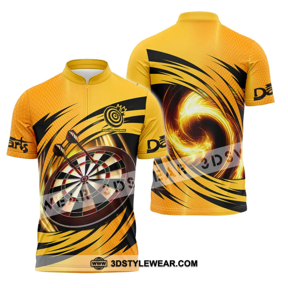 Unisex Shirt - Custom Text Golden Darts Sport Zipper Polo / S T-Shirt