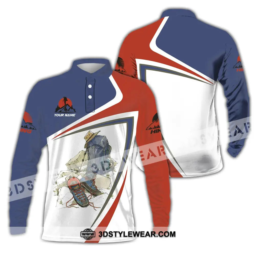 Unisex Shirt - Custom Text Shirt Hiking Lover Long Sleeve Polo / S T-shirt