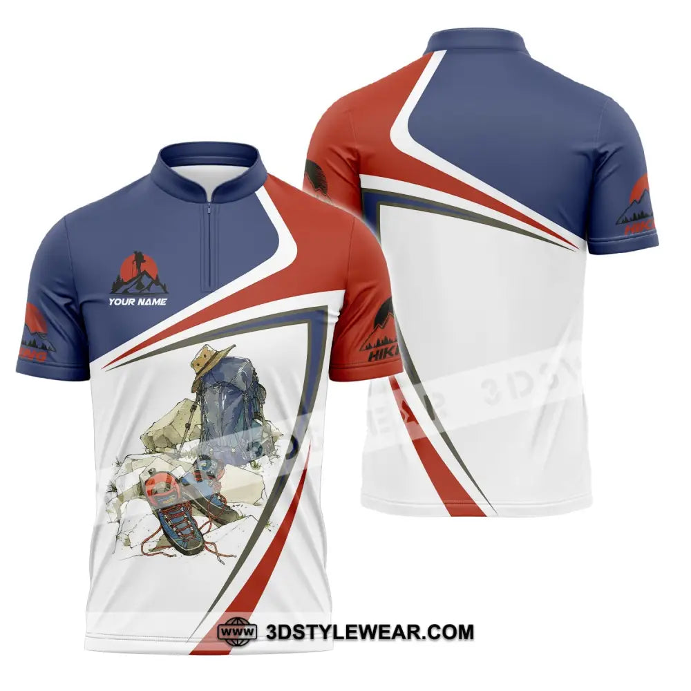 Unisex Shirt - Custom Text Shirt Hiking Lover Zipper Polo Shirt / S T-shirt