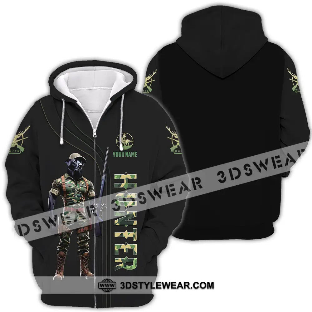 Unisex Shirt - Custom Text Shirt Hunter Zipper Hoodie / S T-shirt