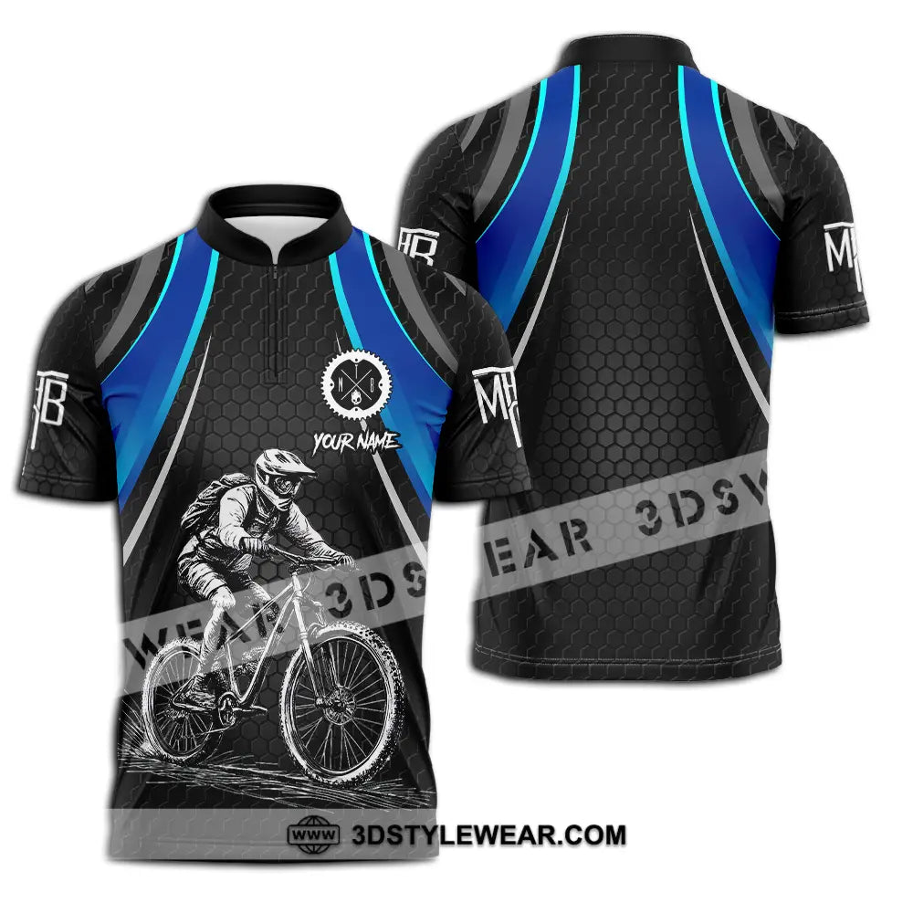 Unisex Shirt - Custom Text Mountain Bike Classic Sport Zipper Polo / S T-Shirt