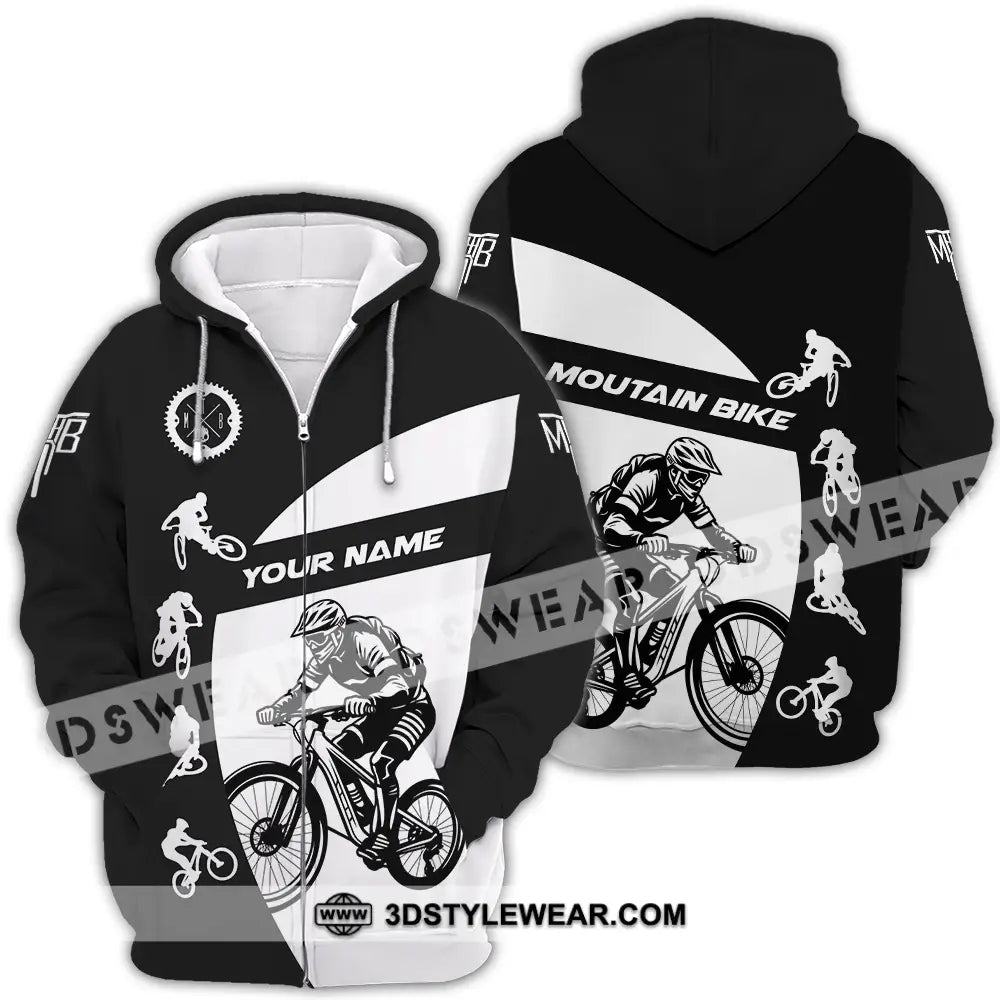 Unisex Shirt - Custom Text Mountain Bike Sport Zipper Hoodie / S T-Shirt