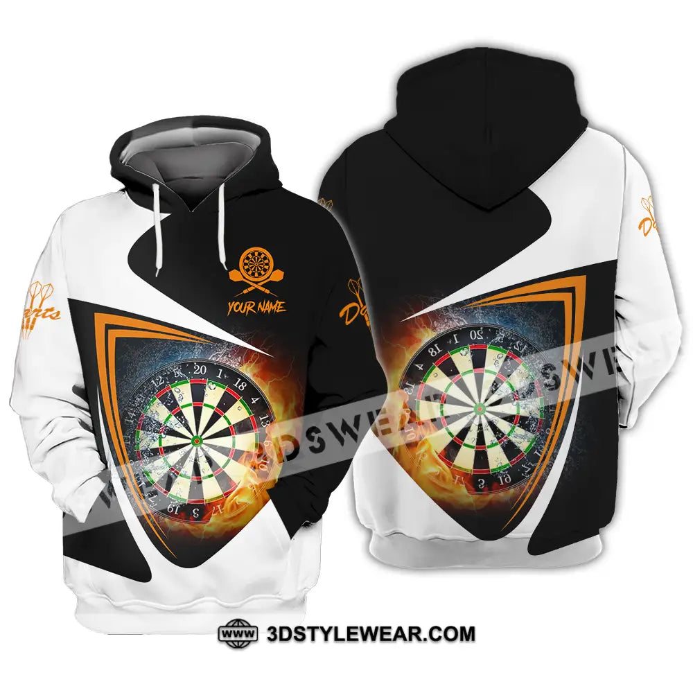 Unisex Shirt - Custom Text Orange Black And White Darts Sport Hoodie / S T-Shirt