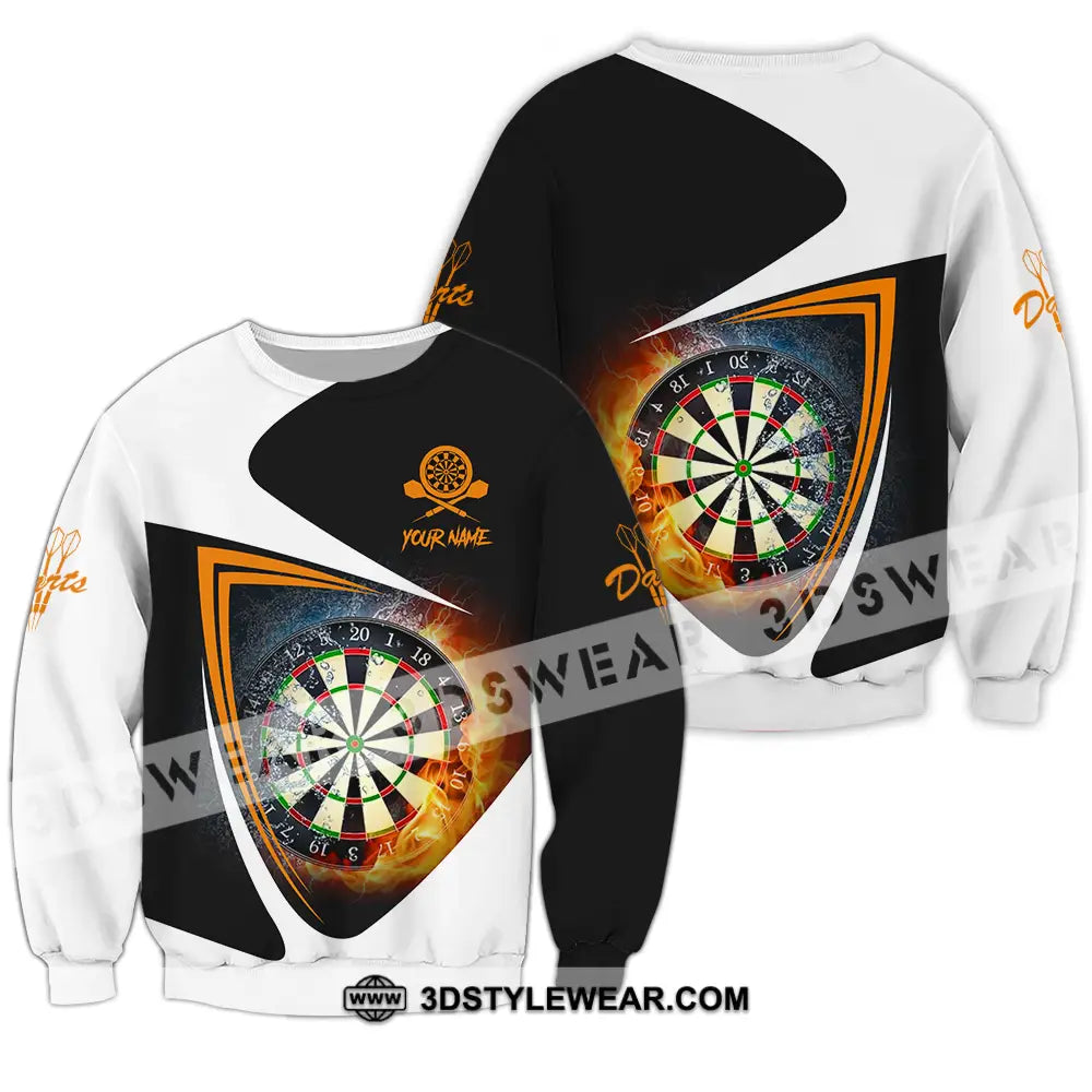 Unisex Shirt - Custom Text Orange Black And White Darts Sport Long Sleeve / S T-Shirt