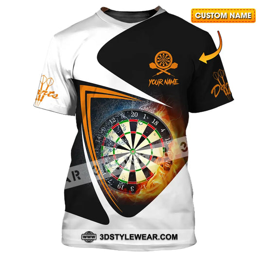 Unisex Shirt - Custom Text Orange Black And White Darts Sport T-Shirt