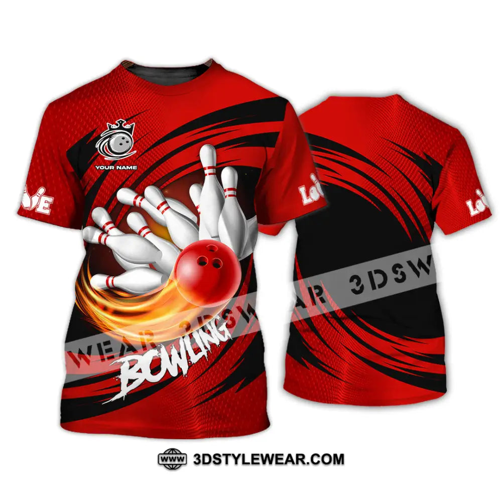 Unisex Shirt - Custom Text Red Ball Bowling Player Sport T-Shirt / S T-Shirt