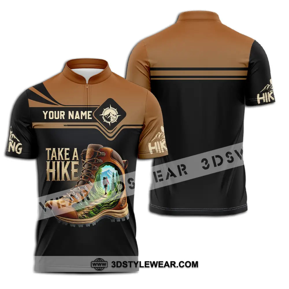 Unisex Shirt - Custom Text Shirt Take A Hike Zipper Polo Shirt / S T-shirt