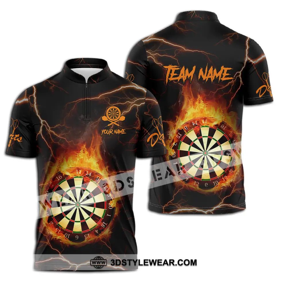 Unisex Shirt - Custom Texts Fire Darts Sport Zipper Polo / S T-Shirt