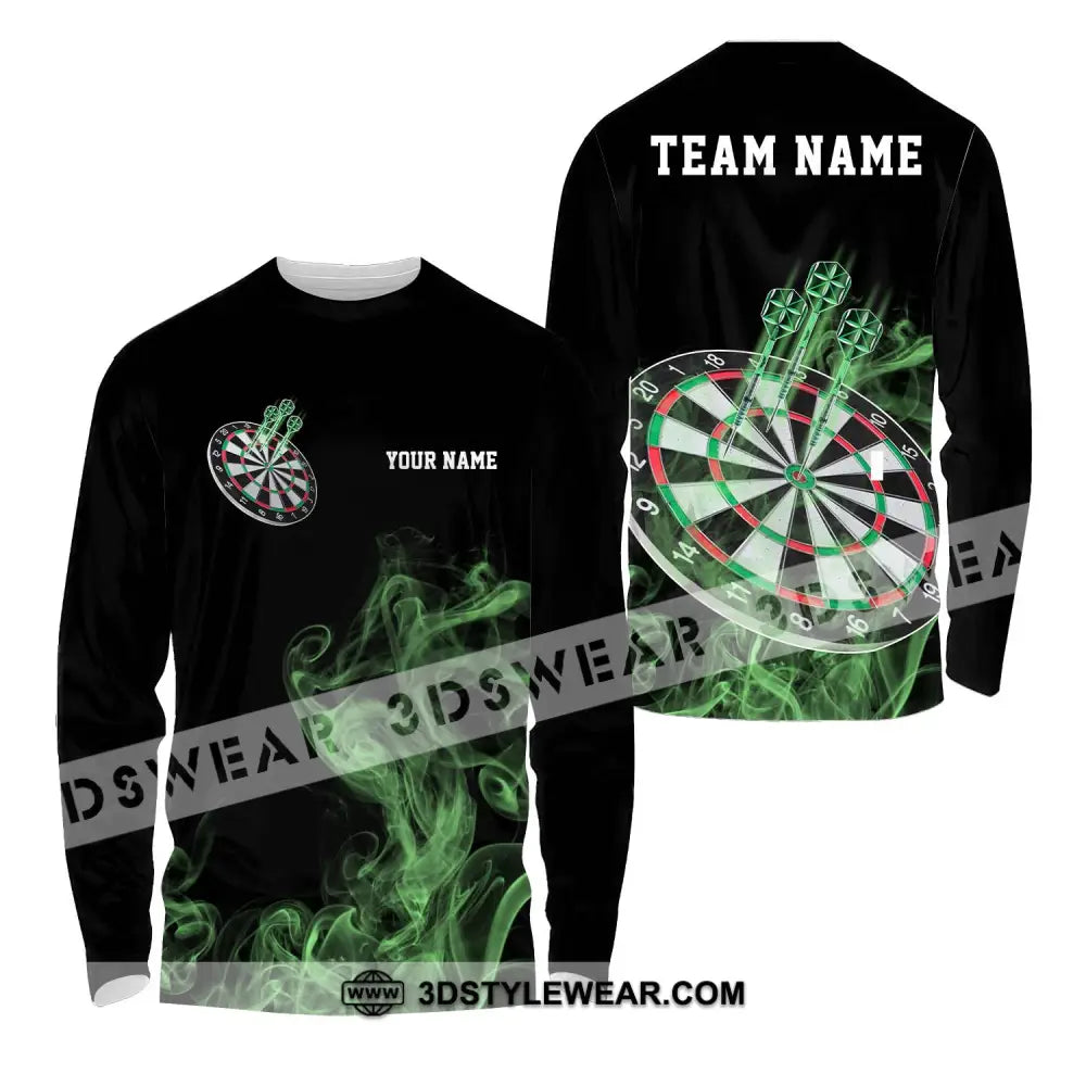 Unisex Shirt - Custom Texts Green Darts Player Sport Long Sleeve / S T-Shirt