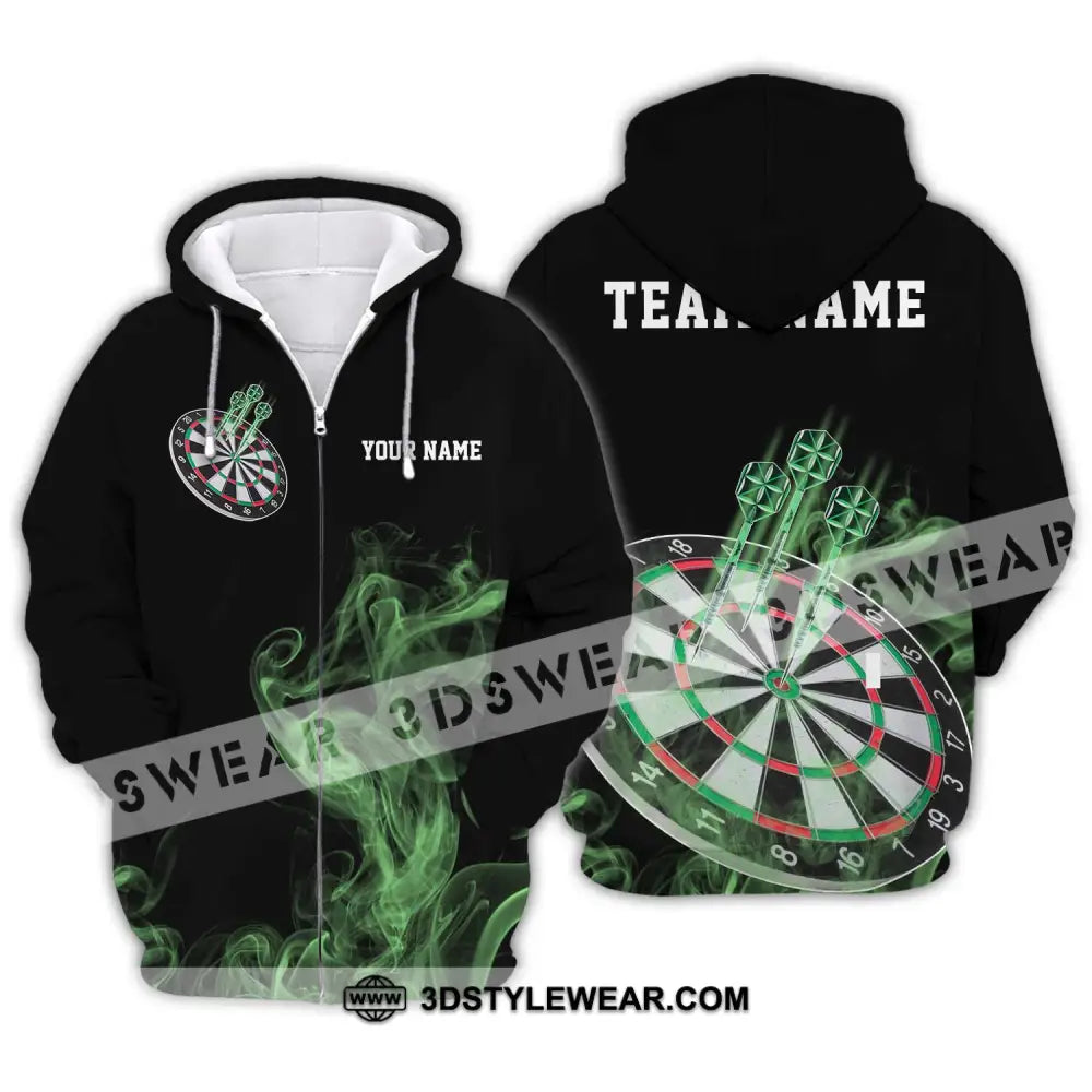 Unisex Shirt - Custom Texts Green Darts Player Sport Zipper Hoodie / S T-Shirt