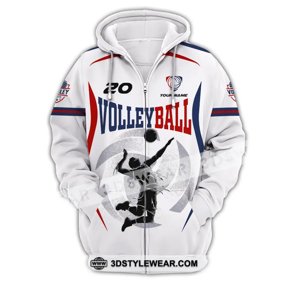 Unisex Shirt Custom Volleyball T-Shirt For Club Gift Players Zipper Hoodie / S