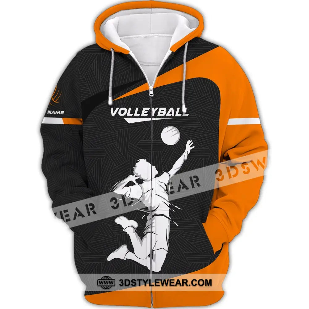 Unisex Shirt Custom Volleyball Zipper Hoodie T-Shirt For Team Gift Players / S