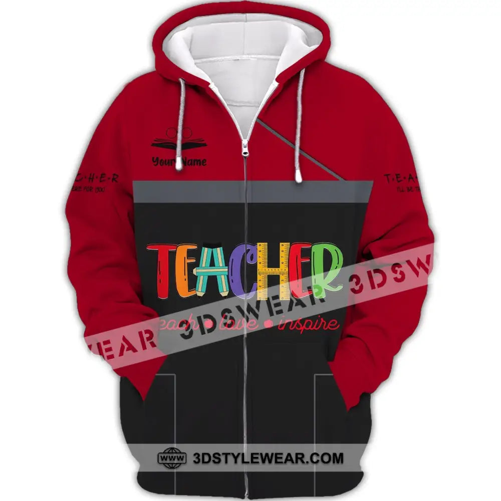 Unisex Shirt Teacher Hoodie Sportwear Gift For Teachers Zipper / S T-Shirt