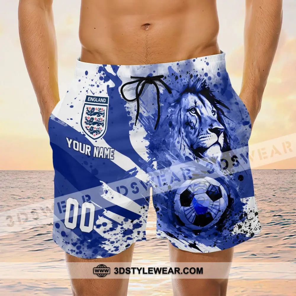 Unisex Short Pants - Custom Name And Number England National Team Lion Ball