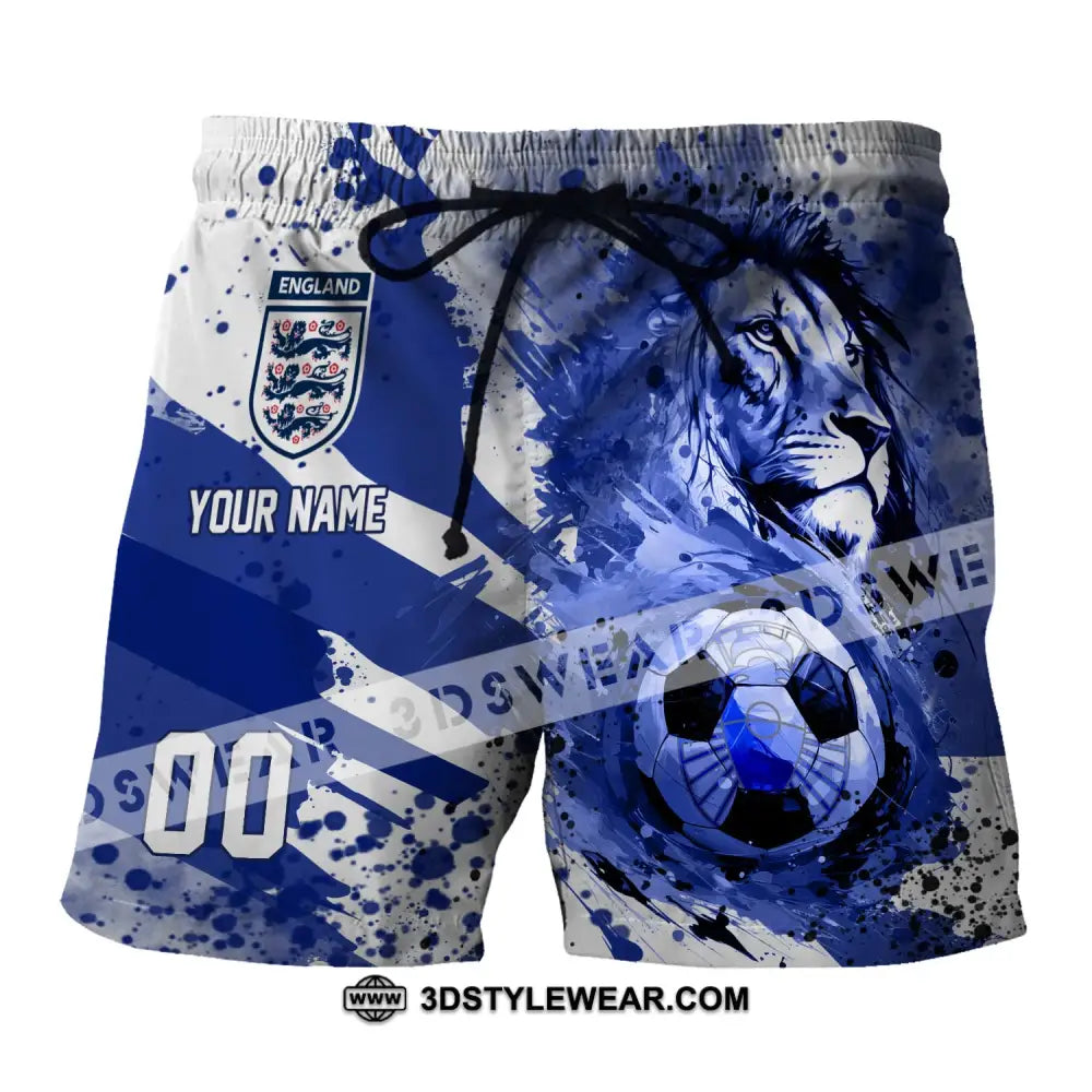 Unisex Short Pants - Custom Name And Number England National Team Lion Ball