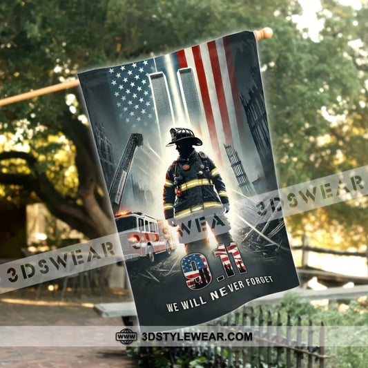 United States Flag Fireman 911 Memorial - American