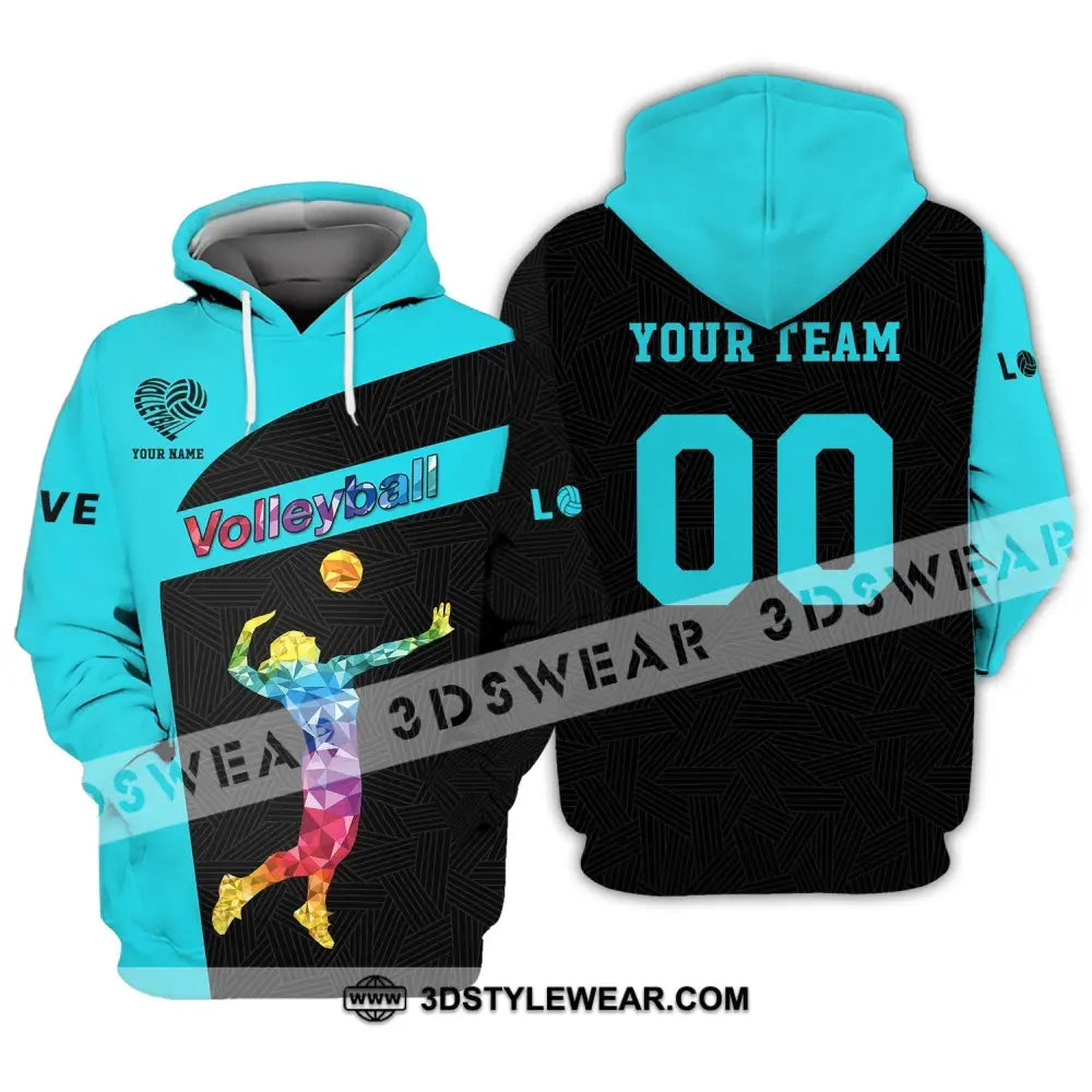 Woman Shirt Custom Name And Number Volleyball Hoodie T-Shirt For Team Gift Players / S