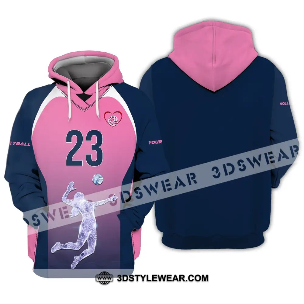 Woman Shirt Custom Name And Number Volleyball Hoodie Team T-Shirt Gift For Players / S