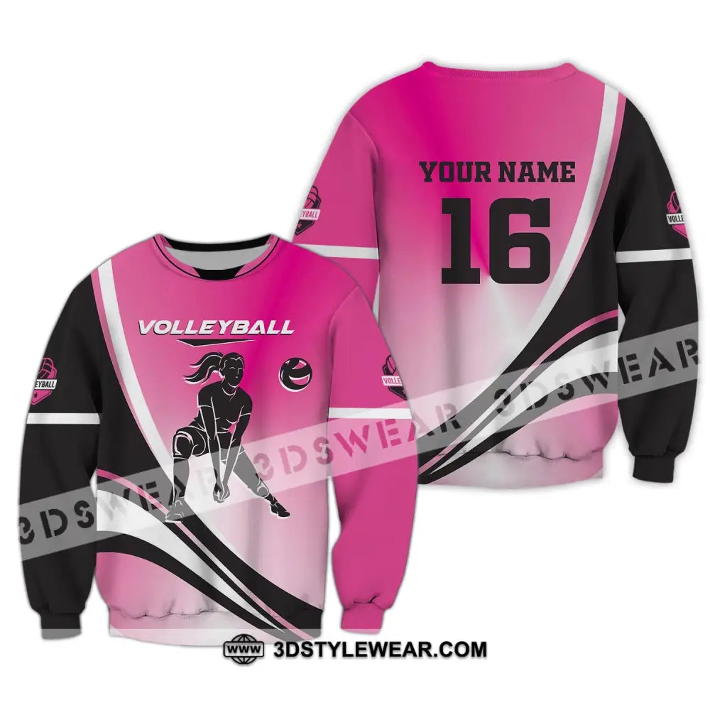 Woman Shirt Custom Name And Number Volleyball T-Shirt For Club Gift Players Long Sleeve / S