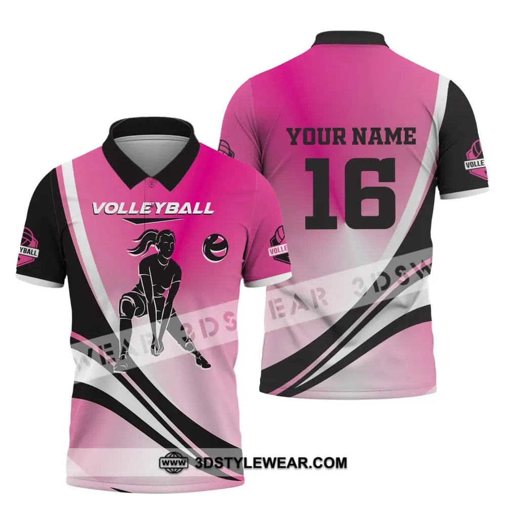 Woman Shirt Custom Name And Number Volleyball T-Shirt For Club Gift Players Polo / S