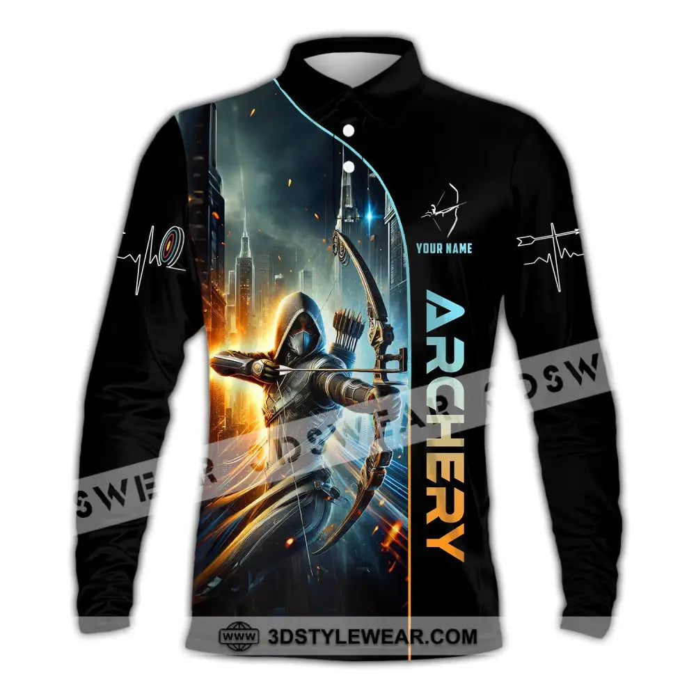 Woman Shirt Custom Name Archer Archery Polo Long Sleeve Gift / S T-Shirt