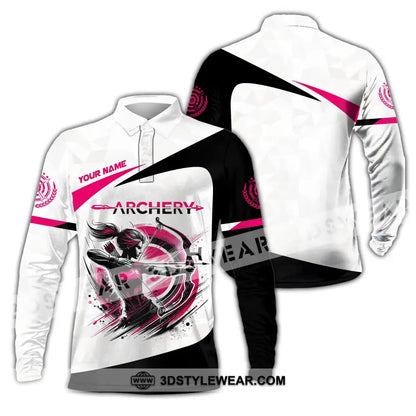 Woman Shirt Custom Name Archer Archery Team Uniform Gift Long Sleeve Polo / S T-Shirt