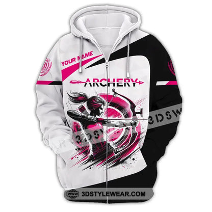 Woman Shirt Custom Name Archer Archery Team Uniform Gift Zipper Hoodie / S T-Shirt