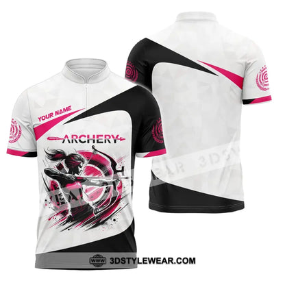 Woman Shirt Custom Name Archer Archery Team Uniform Gift Zipper Polo / S T-Shirt