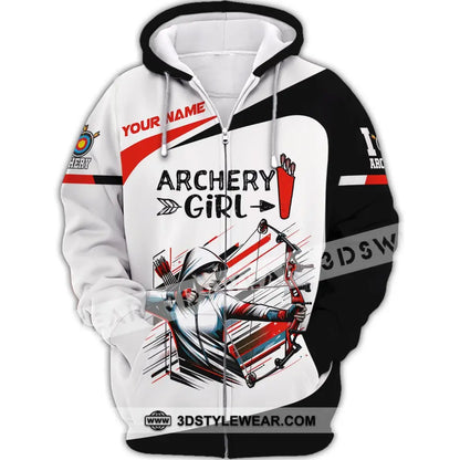 Woman Shirt Custom Name Archery Girl For Lovers Zipper Hoodie / S T-Shirt