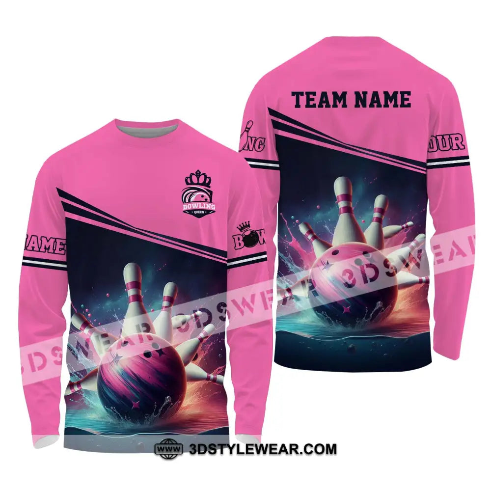 Woman Shirt - Custom Name Bowling Gift For Lovers Long Sleeve / S T-Shirt