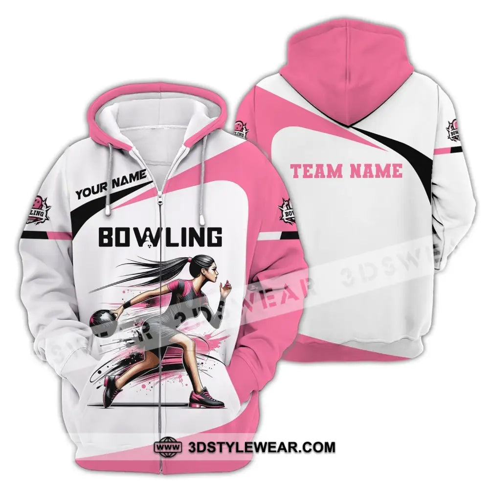 Woman Shirt Custom Name Bowling Zip Polo For Player T-Shirt T-Shirt