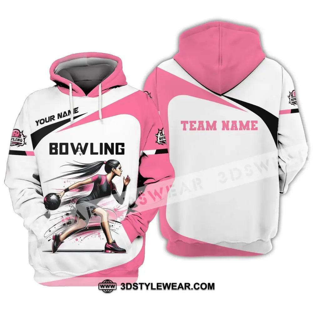 Woman Shirt Custom Name Bowling Zip Polo For Player T-Shirt Hoodie / S T-Shirt