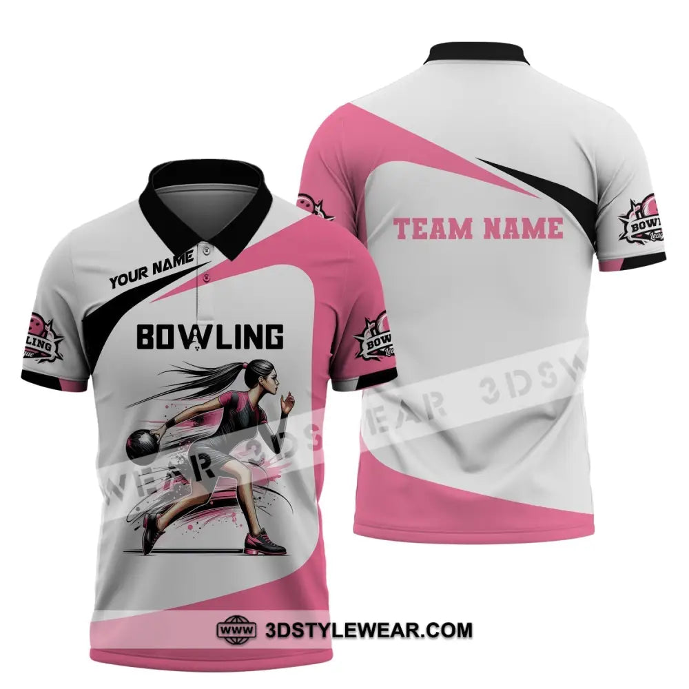 Woman Shirt Custom Name Bowling Zip Polo For Player T-Shirt / S T-Shirt