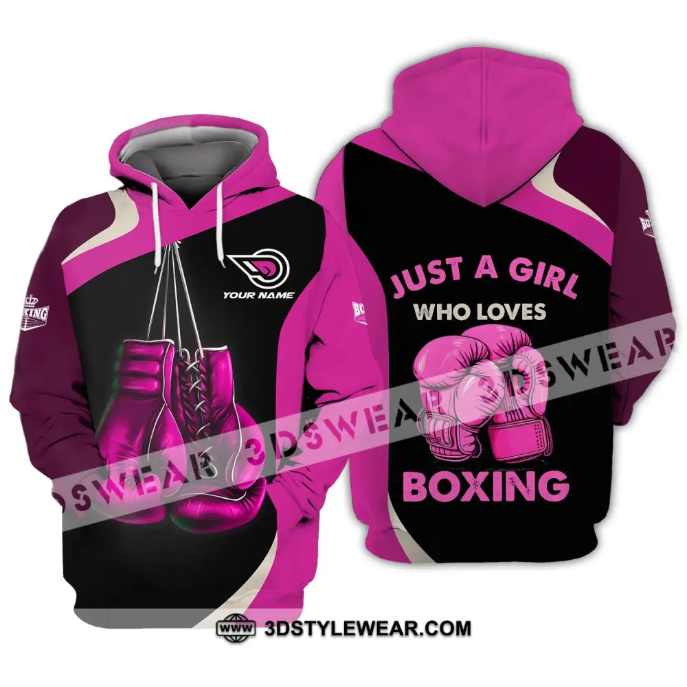 Woman Shirt - Custom Name Boxing Lover Girl T-Shirt Hoodie / S