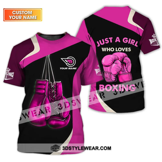 Woman Shirt - Custom Name Boxing Lover Girl T-Shirt T-Shirt / S