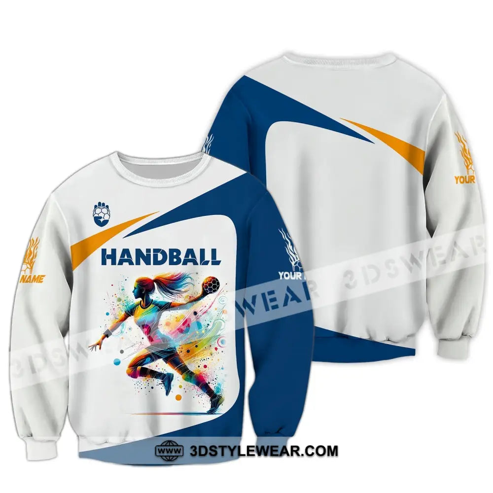 Woman Shirt Custom Name Handball Player Hoodie Polo Long Sleeve Gift For / S T-Shirt