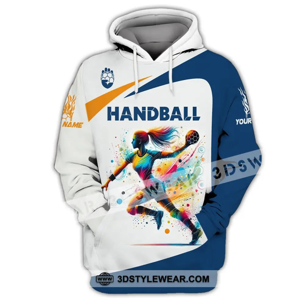 Woman Shirt Custom Name Handball Player Hoodie Polo Long Sleeve Gift For / S T-Shirt