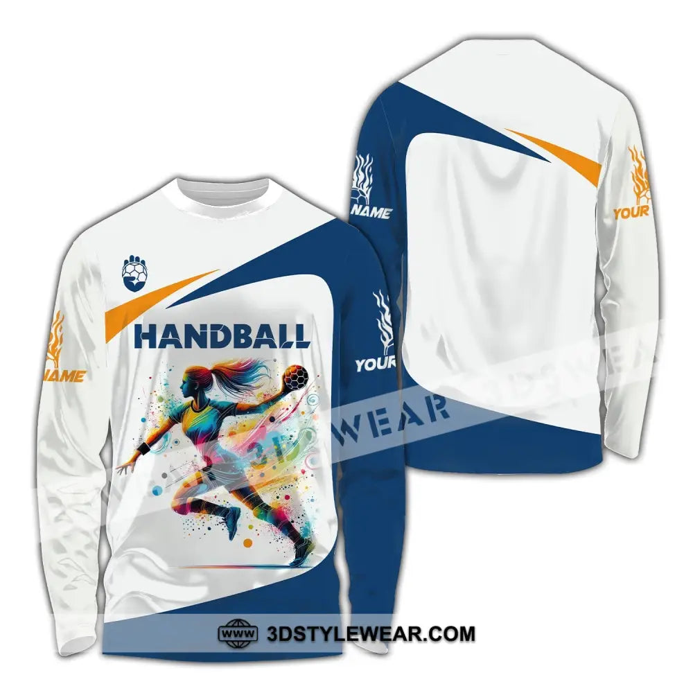 Woman Shirt Custom Name Handball Player Hoodie Polo Long Sleeve Gift For / S T-Shirt