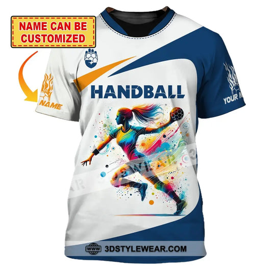 Woman Shirt Custom Name Handball Player Hoodie Polo Long Sleeve Gift For T-Shirt