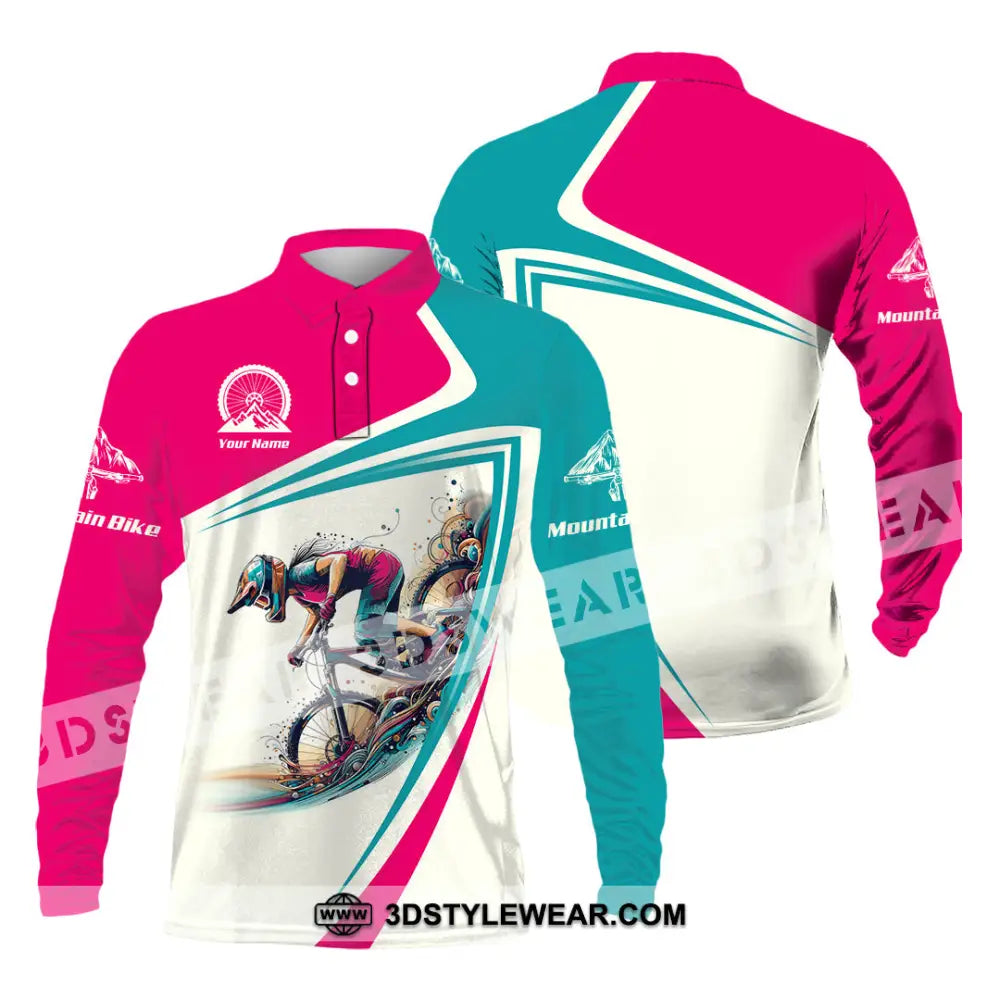 Woman Shirt Custom Name Mountain Bike Lover Gift Polo Long Sleeve Hoodie Nh240802 / S T-Shirt