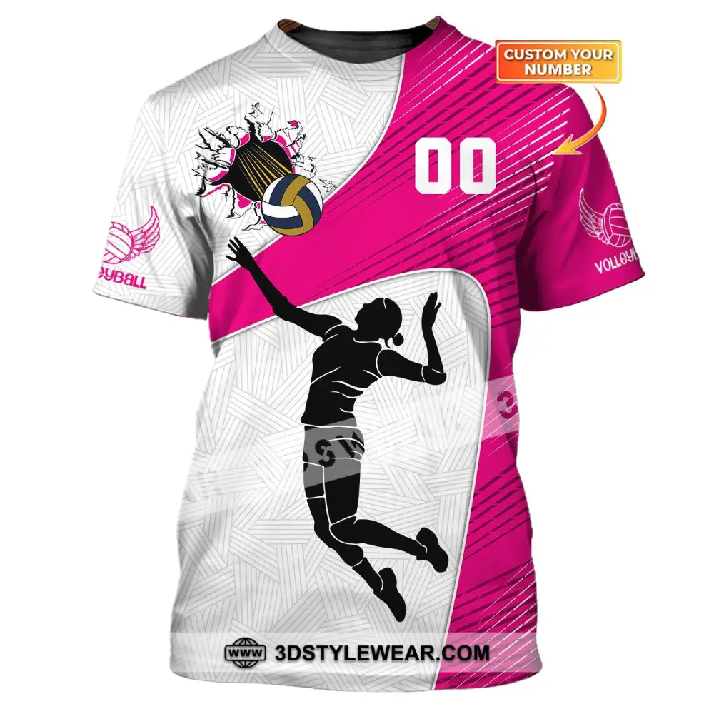 Woman Shirt Custom Number Volleyball T-Shirt For Team Gift Players